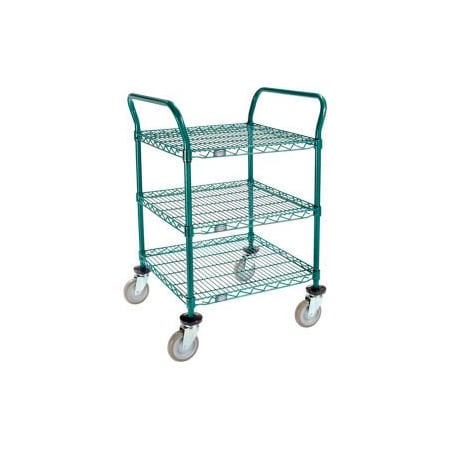 Gec Nexel Utility Cart, 3 Shelf, Poly-Green, 24"L x 24"W x 39"H, Polyurethane Swivel Casters 2424P3G